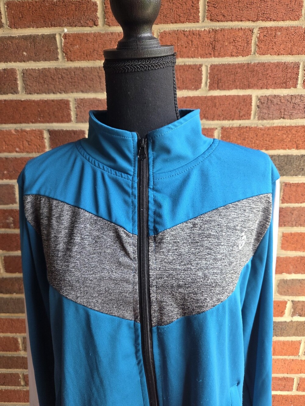 Body Instincts Turquoise & Feather Grey Knit Full Zip Womens Fleece | Size 1XL - Picture 6 of 7